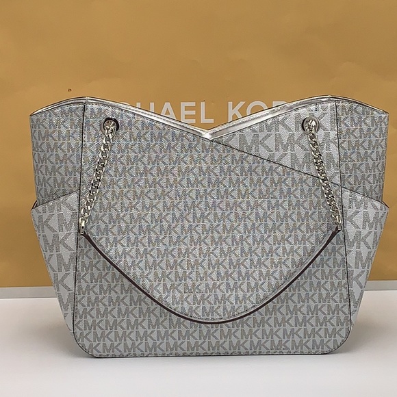 Michael Kors Jet Set Travel Large Chained Tote Shoulder Bag MK 
Silver

NWT - Picture 10 of 16